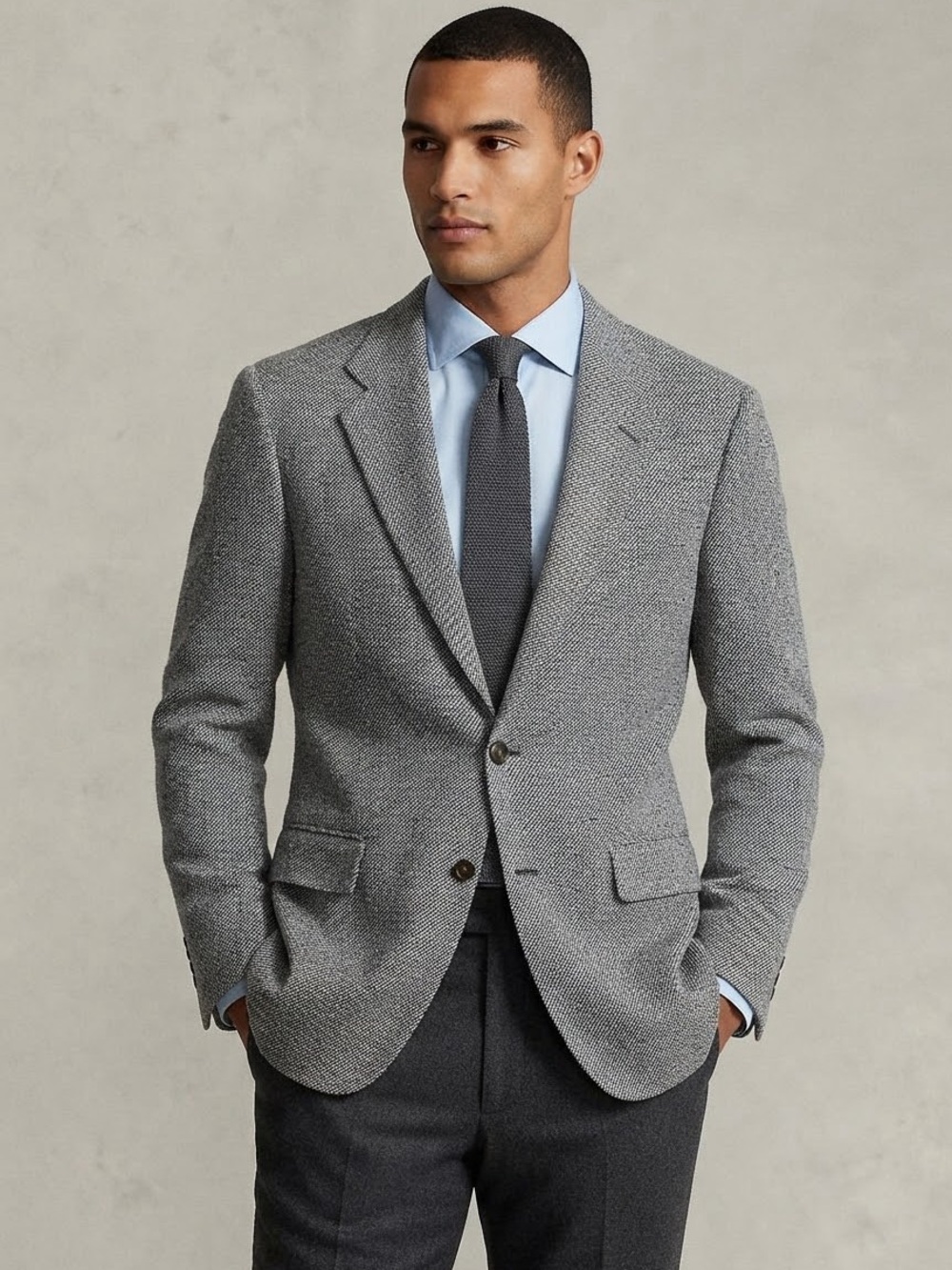 Daniel Cremieux Gray & Black Wool-Blend Blazer Sport Coat